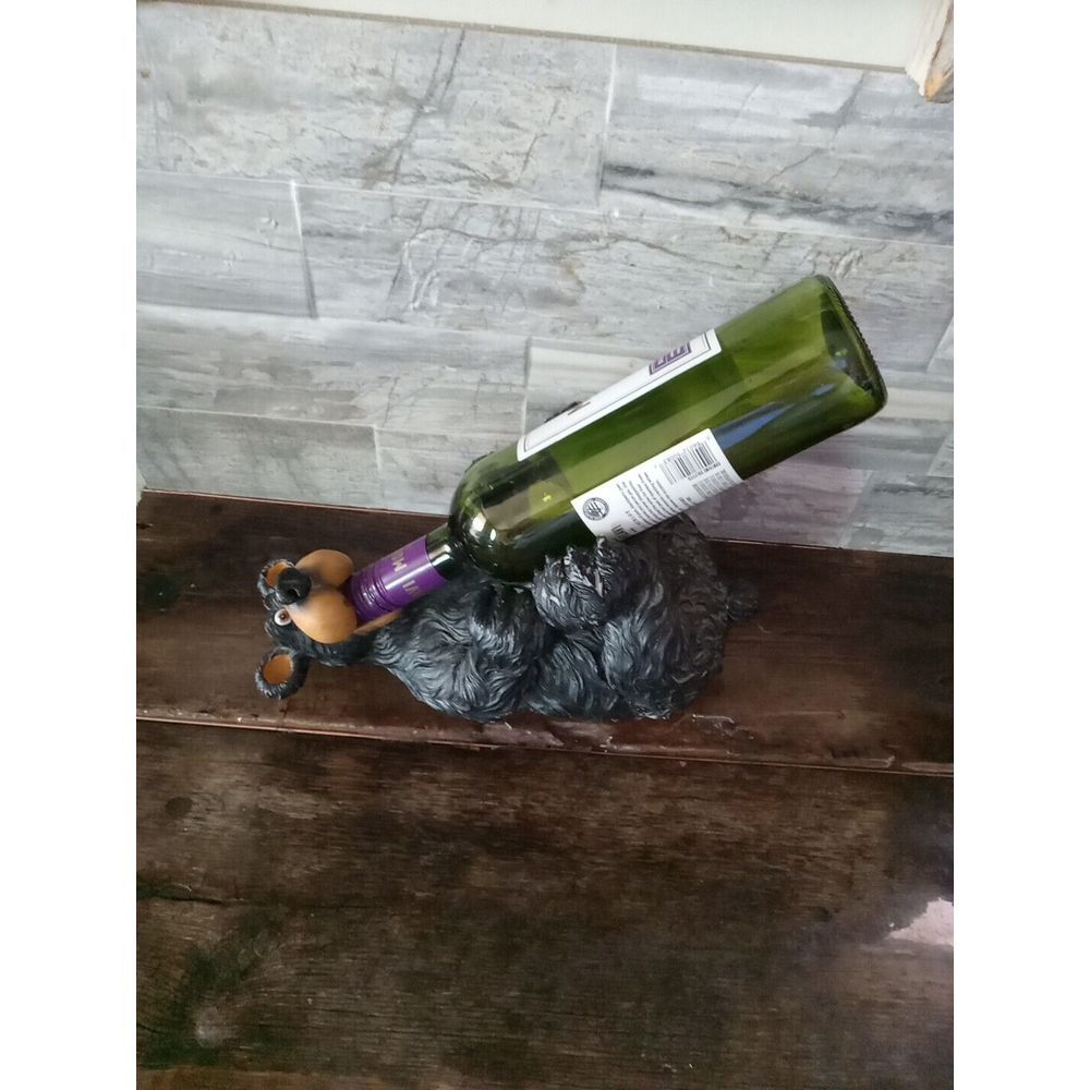 Humor 12" Black Bear Wine Rack Bottle Holder Decoration, yard art, Door Stop